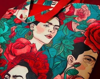 Frida Kahlo Tote Bag: Handmade Canvas Art Enthusiast Bag
